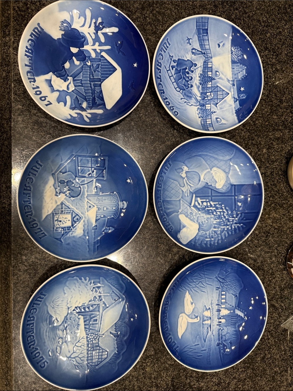 Royal Copenhagen B & G Blue and White Seasonal Plates - Set of Six; Danish made